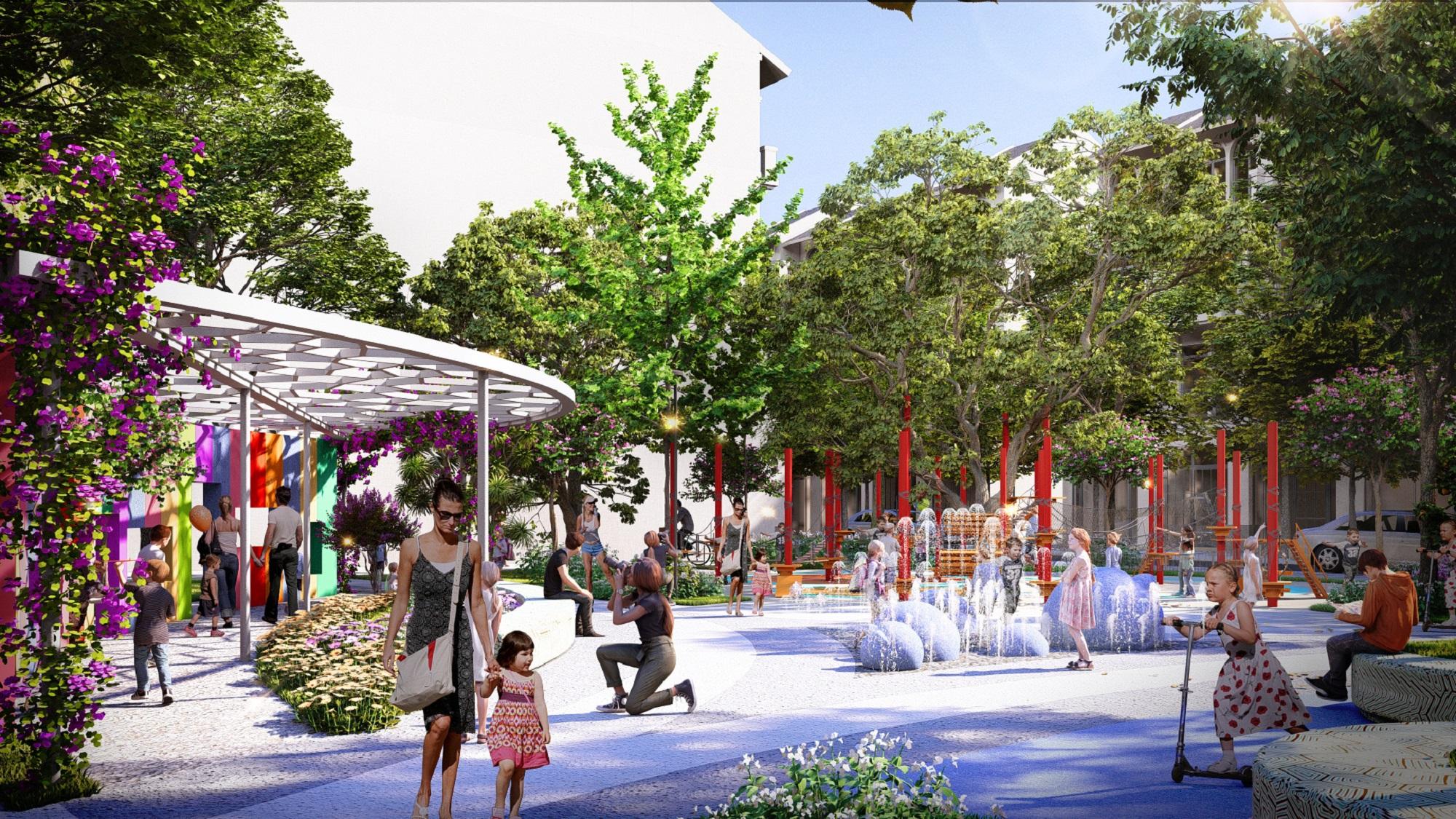 Các vườn nội khu cũng sẽ là điểm vui chơi, thư giãn của cư dân